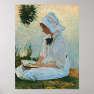 Meisje lezend bij een stroom, Sargent 1888 Poster