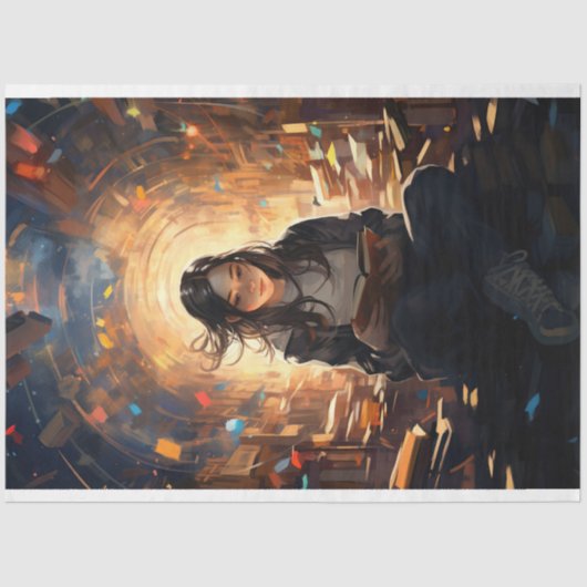 Meisje Lezing Boeken 2 Decoupage papier (Voorkant)