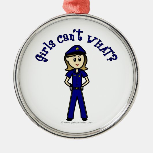 Meisje lichte politieagent metalen ornament (Voorkant)