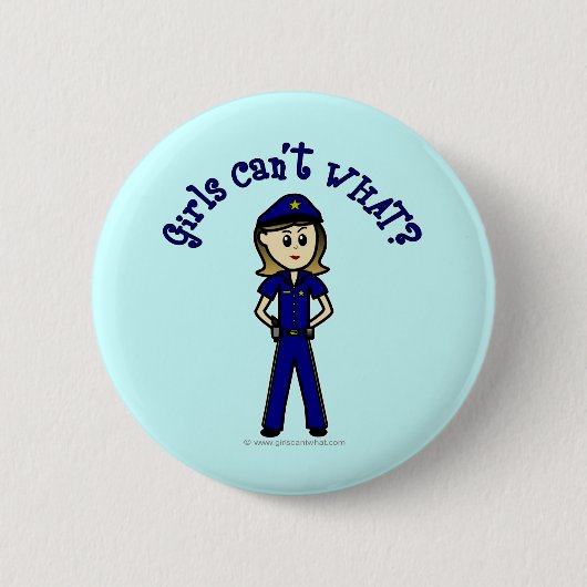 Meisje lichte politieagent ronde button 5,7 cm (Voorkant)