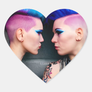 meisje liefde   LGBTQ+ Couple AI Art Hart Sticker