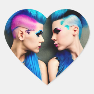 meisje liefde   LGBTQ+ Couple AI Art Hart Sticker