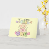 Meisje Little Angel 1st Verjaardag Tshirts en gesc Kaart (Gele Bloem)