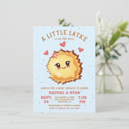 Meisje Little Latke Chanoeka Baby shower Kaart (Staand voorkant)