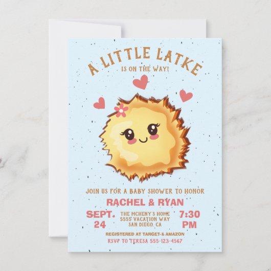 Meisje Little Latke Chanoeka Baby shower Kaart (Voorkant)