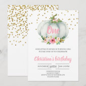 Meisje Little Pumpkin eerste verjaardag Herfst rus Kaart (Voorkant / Achterkant)