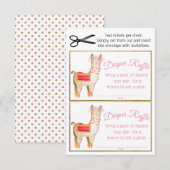 Meisje Llama Luier Raffle Tickets Kaart (Voorkant / Achterkant)