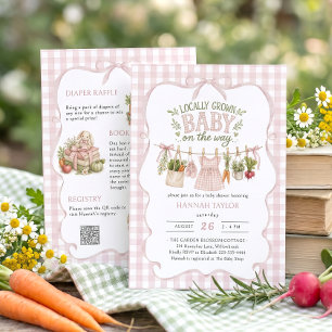 Meisje lokaal geteelde baby shower kaart