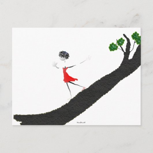 Meisje loopt een boom omlaag briefkaart (Voorkant)