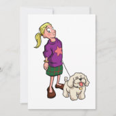 Meisje loopt een hond kaart (Voorkant)