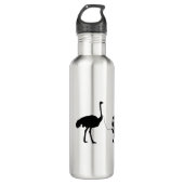 Meisje loopt haar huisdier Ostrich Funny Gag Gift  Waterfles (Voorkant)