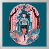 Meisje loopt in het park poster (Voorkant)