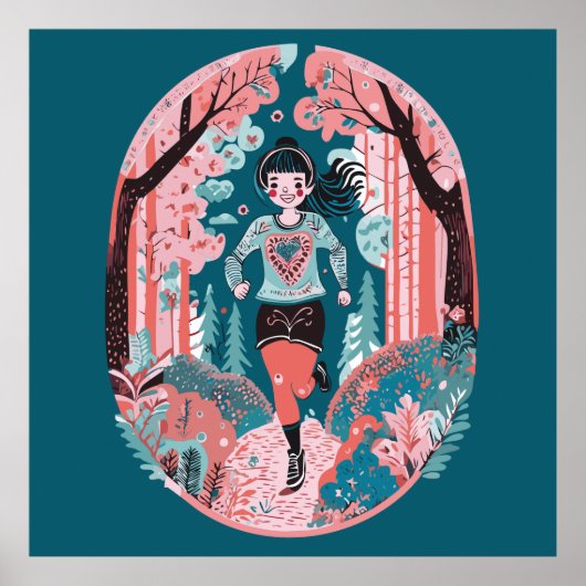 Meisje loopt in het park poster (Voorkant)