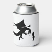 Meisje loopt met haar dikke draak Funny Gag Gift I Blikjeskoeler (Blikje Achterkant)