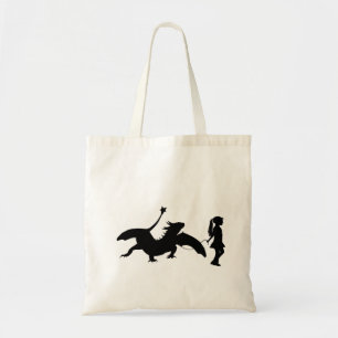 Meisje loopt met haar dikke draak Funny Gag Gift I Tote Bag