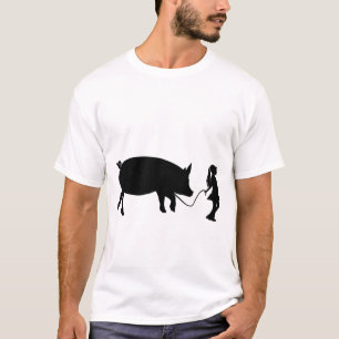 Meisje loopt met haar gezelschapsvarken Funny Gag  T-shirt