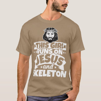 Meisje loopt op Jezus en skelet T-shirt