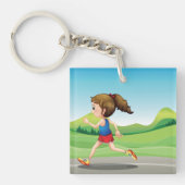 Meisje lopende Sleutelhanger (Voorkant)
