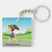 Meisje lopende Sleutelhanger (Achterkant)