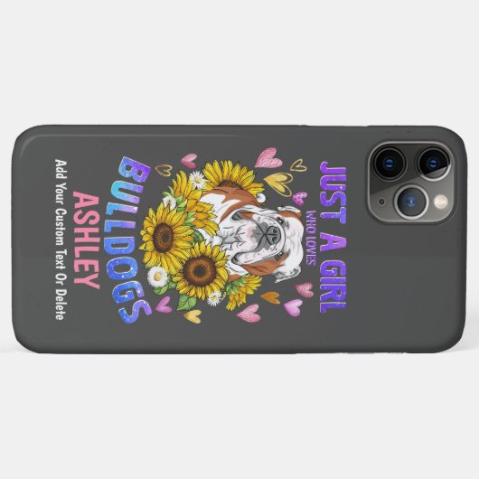 Meisje Loves Engels Bulldog Zonnebloem Case-Mate iPhone Case (Achterkant (horizontaal))