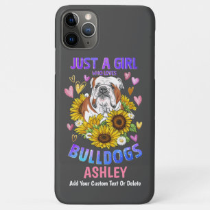 Meisje Loves Engels Bulldog Zonnebloem Case-Mate iPhone Case
