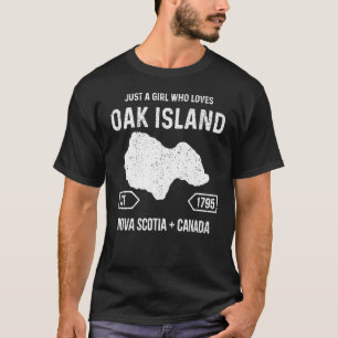 Meisje Loves Oak Island Treasure Hunter Kaart T-shirt