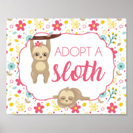 Meisje Luiaard Verjaardagsfeestje Adopt a Luiaard Poster