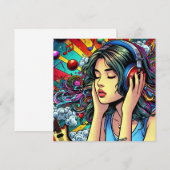 Meisje Luisteren naar Muziek op Hoofdtelefoon Psyc (Voorkant / Achterkant)