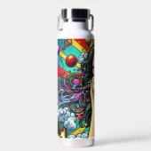 Meisje Luisteren naar Muziek op Hoofdtelefoon Psyc Waterfles (Voorkant)