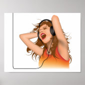 Meisje luistert naar muziek poster (Voorkant)