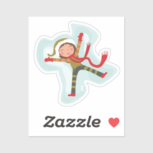 Meisje maakt een sneeuwengel sticker (Vel)