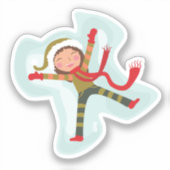 Meisje maakt een sneeuwengel sticker (Voorkant)