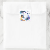 meisje maakt zeepbel vierkante sticker (Tas)