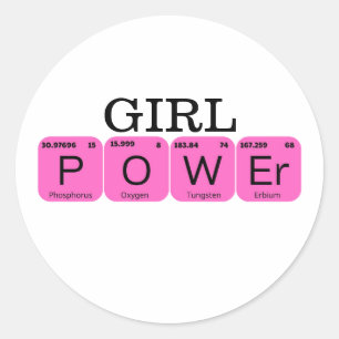 Meisje Macht Periodiek Tablo Element Ronde Sticker