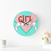 Meisje Macht: Schattigee Grafische Slogan Grote Klok (Huis)