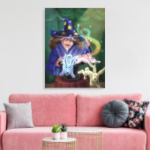 Meisje Magician Trekt Konijnen uit het Pet Canvas Afdruk (Insitu (Woonkamer))