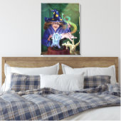 Meisje Magician Trekt Konijnen uit het Pet Canvas Afdruk (Insitu (Slaapkamer))