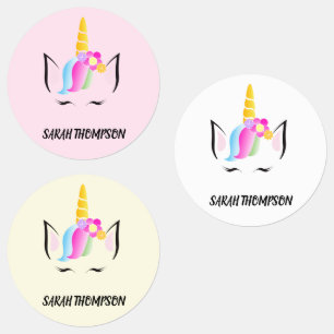 Meisje Magische Eenhoorn Illustratie Pre-School Labels