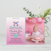 Meisje Magische Eenhoorn Roze 1e Verjaardag Kaart (Staand voorkant)