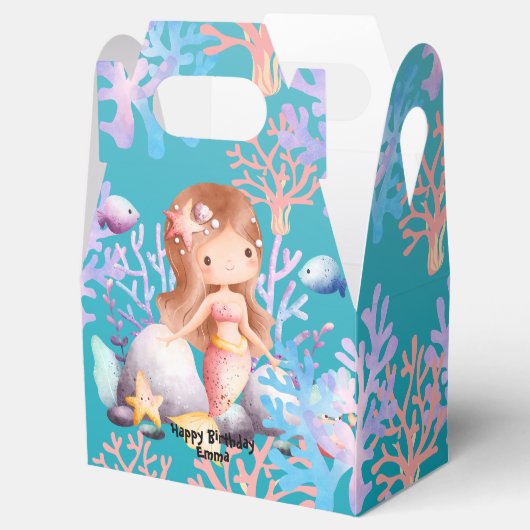 Meisje magische zeemeermin onder het zee regenboog bedankdoosjes (Geopend)