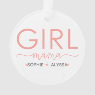 Meisje mama is gepersonaliseerd met de namen van d ornament