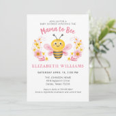 Meisje Mama naar Bee Baby shower Kaart (Staand voorkant)