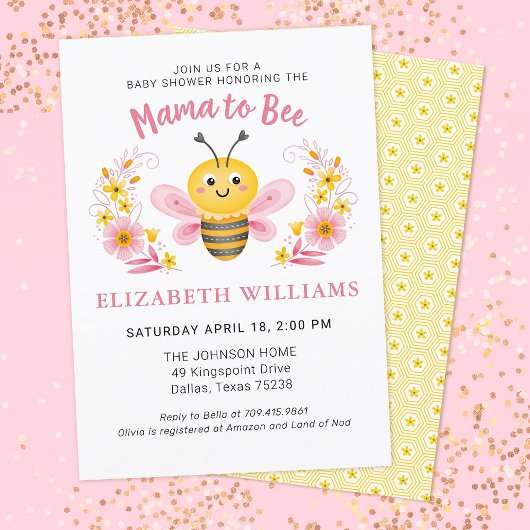Meisje Mama naar Bee Baby shower Kaart
