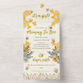 Meisje Mama naar Bee Honeycomb Baby shower All In One Uitnodiging (Binnen)