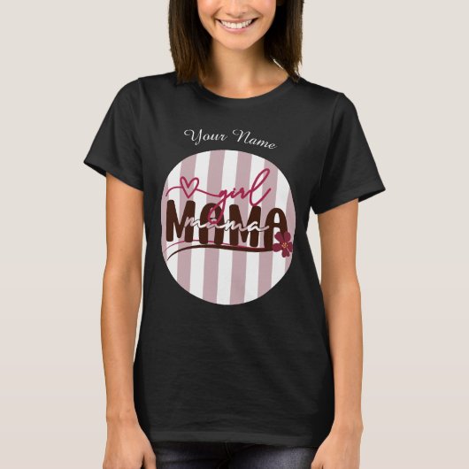 Meisje Mama Stripes Cirkel Minimalistisch Ontwerp T-shirt (Voorkant)