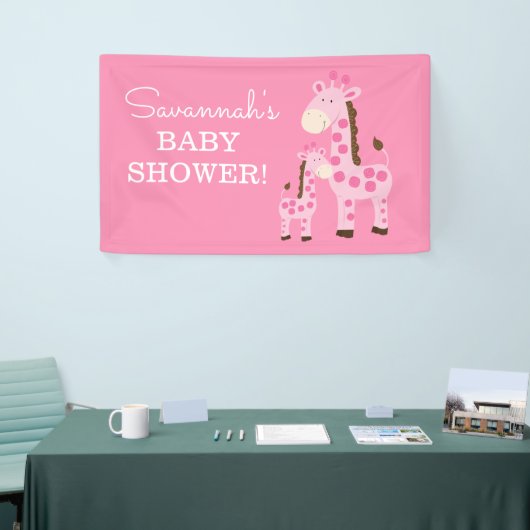 Meisje mammie en Baby Giraffe Spandoek (Beurs)
