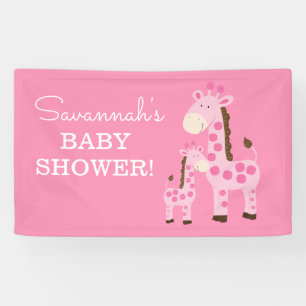 Meisje mammie en Baby Giraffe Spandoek