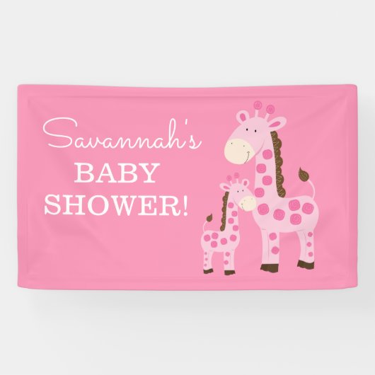 Meisje mammie en Baby Giraffe Spandoek (Horizontaal)