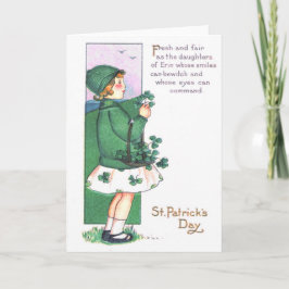 Meisje mand shamrocks kaart