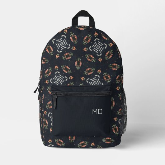  Meisje Mandala Patroon Monogram Initialen Bedrukte Rugzak (Voorkant)